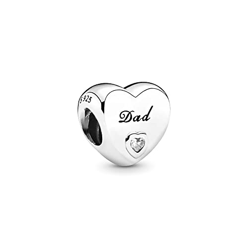 BEEUVIP Cuore di papà Charm per bracciali, ciondoli in argento 925, perline per collane, per la festa della mamma, compleanno, regalo di Natale