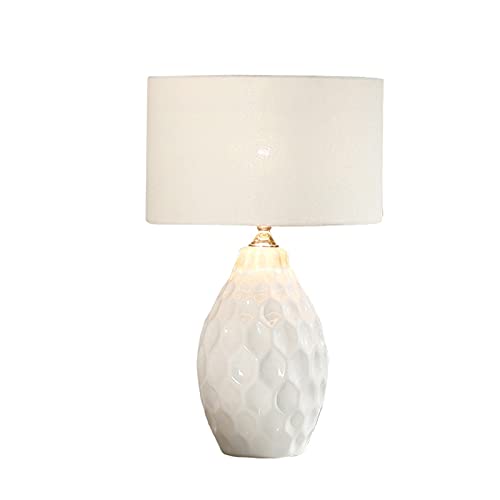 Lámparas de Noche Para Dormitorio Lámparas de mesa modernas Cerámica Lámparas de mesita de noche con tela Pantalla Sencillez Forma de nazón de miel Lámparas for la oficina for el hogar Cafe, 19 'H Lám