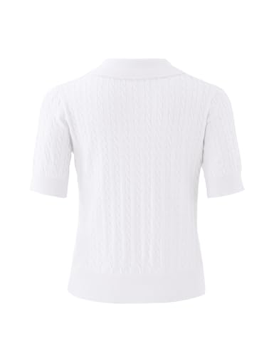 Image of Girls Short Sleeve Polo Shirt Summer Knit School Uniform Blouse V Neck Cable Pullover Sweater Tops 5-14 Years