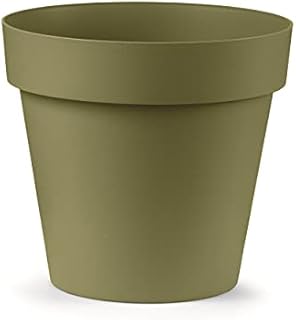 TABOR TOOLS Set of 4 Plastic 7 Inch Height, ø 8 Inch Round Planter with Drainage Plug for Indoor and Outdoor Use. 8 Colors. VEN510A. (Olive Green)