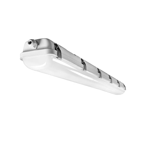 E2 LIGHTING 4ft LED Vapor Tight Light Single Pack | 50W 6000 Lumen Cold White Downlight | IP...