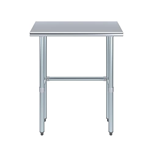 Image of AmGood Stainless Steel Work Table Open Base | Metal Work Bench (Stainless Steel Table Open Base, 30 inch Long x 14 inch Deep)