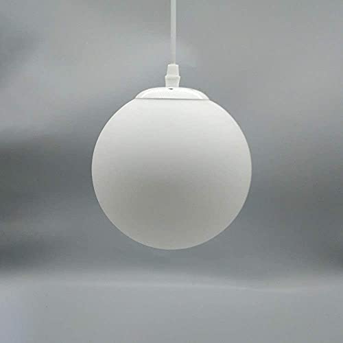 Suspension globe verre opale E27 lustre blanc 30cm style industriel et design rétro