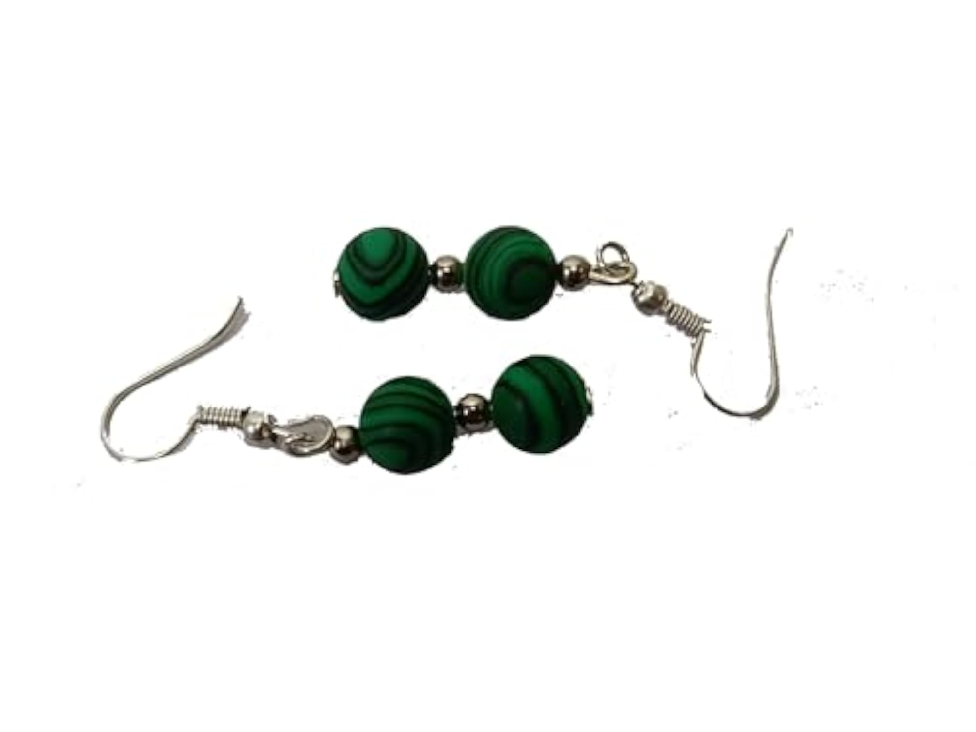 Malachite Obsidian Round Bead Earrings Set, Healing Crystals