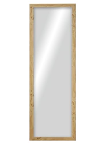 CHELY INTERMARKET MOD128 Espejo Pared Vertical Decorativo Grande Estilo Moderno Marco Madera Cuerpo Entero Elegante 30x130 cm Pino Ideal Recibidor Dormitorio Baño Incluye Kit Montaje