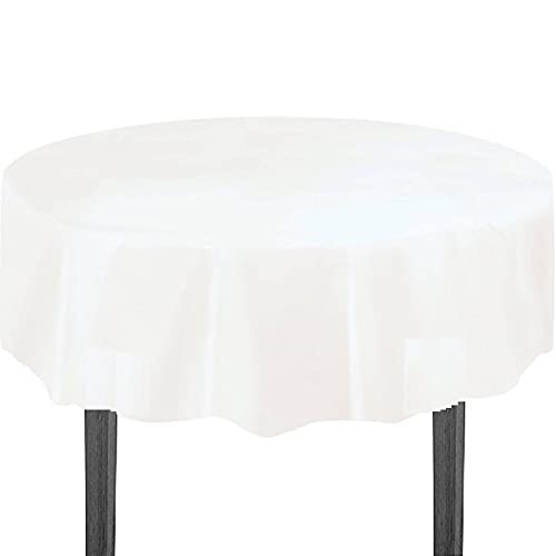 SHOP&SAVE Round 84inch Plastic Disposable Plastic Tablecloths Table Covers Great for Parties, Wedding, Holiday (3, White)