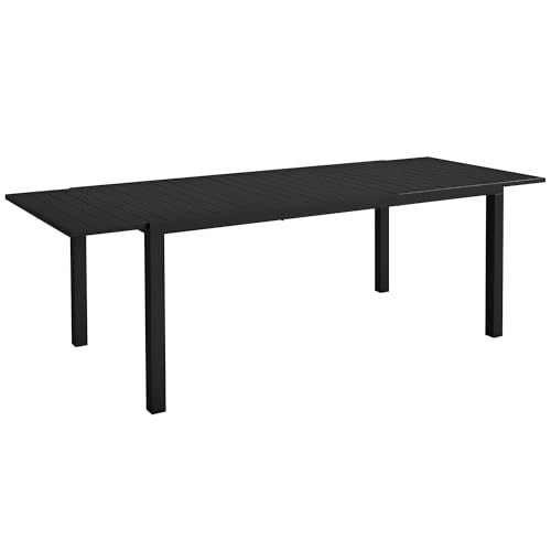 Outsunny Table de Jardin Extensible Table à Manger de Patio en Aluminium rectangulaire pour 6-8 Personnes, Charge Max. 50kg, dim. 180/240L x 94l x 73H cm, Noir