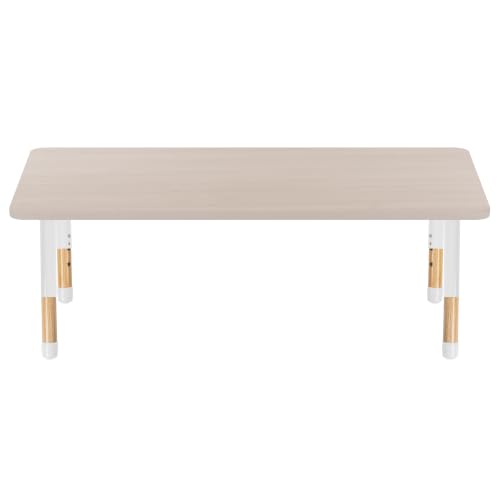 Image of Factory Direct Partners 30 inch x 60 inch Rectangle Kids Classroom Table with Adjustable Chunky Wood Legs