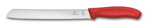 Victorinox Swiss Classic, Professional Bread Knife, Extra Sharp Blade, Serrated Edge, 21 cm, Robust Plastic Handle, Stainless Steel, Red