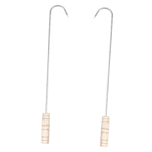 FONDOTIN 2 Piezas gancho para carne de acero inoxidable manos gancho para carne a la parrilla cocinando gadgets cocina kit de cocina ganchos de acero inoxidable ganchos para asar Madera