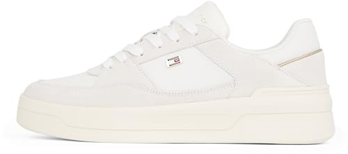 Tommy Hilfiger Damen Court Sneaker Essential Basket Low Top, Weiß (Ecru), 40