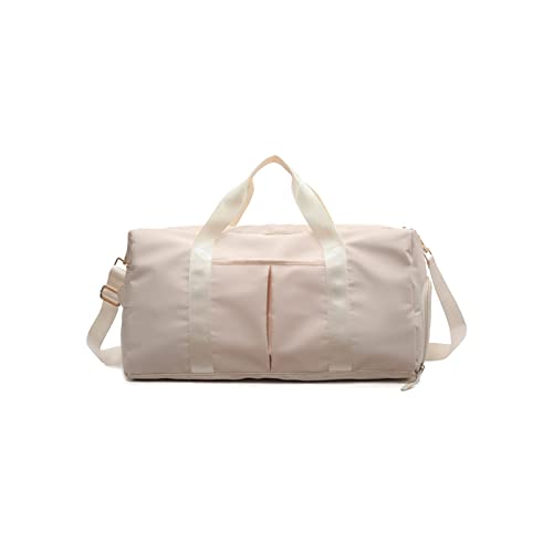 Nylon Borsa Sportiva Borsone da Viaggio Grande Weekender Pernottamento Bagaglio a Mano Palestra con Scomparto Scarpe & Tasca di Separazione Bagnata e Asciutta Bianco Sporco