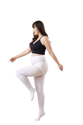 Image of MOOCHI 2 Pairs Women's Plus Size Opaque Tights Control Top High Waist Ultra Soft Elastic