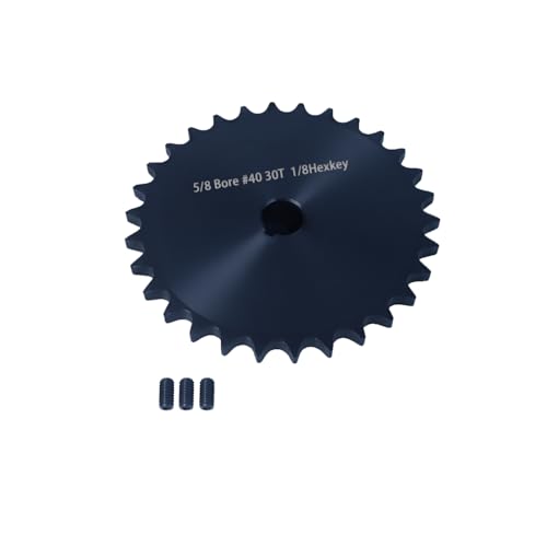 Image of #40 Roller Chain Sprocket 30 Tooth 5 /8 inch Bore (3 /16 inch Keyway) Black Oxide Rust-Proof with 3 Set Screws for Go-Kart Mini Bike ATV Conveyor Tractor, Hardened 1045 Steel 40BS30-5 /8
