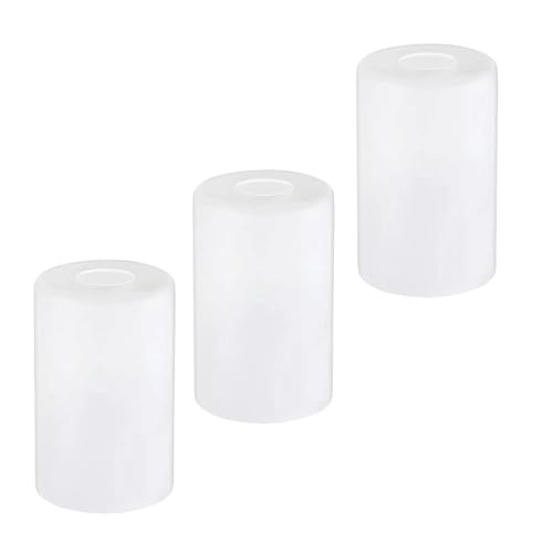 Image of 3 Pack White Frosted Glass Shade Covers, Cylinder Glass Lamp Shade Replacements for Light Fixtures, 1-5 /8 Inch Fitter Globes Lampshades for Chandelier Wall Sconces Pendant Lights Bath Vanity Lights