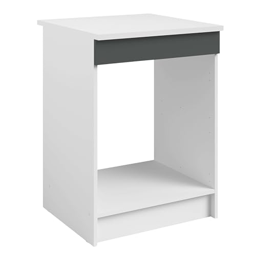 Miroytengo Meuble bas pour four, 60 x 60 cm, gris brillant et blanc, 60 x 84 x 60 cm