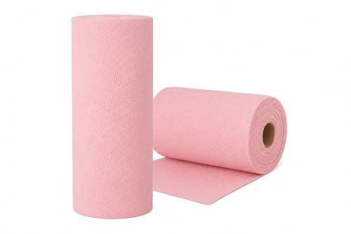 Image of Microfiber Cleaning Cloth Roll, Reusable Kitchen Towel Roll, Micro Fiber Cleaning Cloth for Kitchen, Car, Home & Daily Surface Cleaning, Easy-to-Use Roll Format, Pink (A025 20PACK)