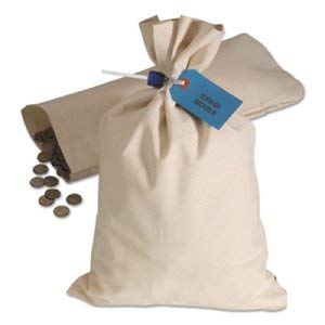 Heavyweight Cotton Duck Cloth Coin Bag, Seal Press, White (8 Units)