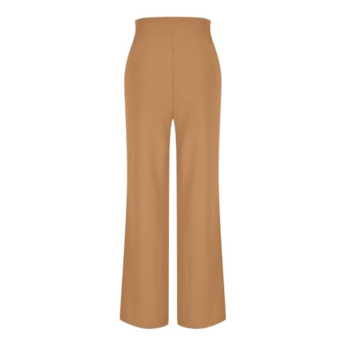 Oplxuo Women High Waist Dress Pants Business Casual Work Pants Wide Leg Comfy Loose Long Trousers with Pockets 7
