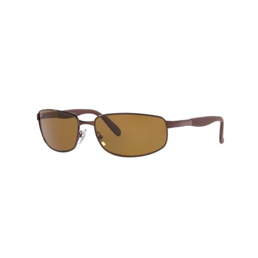 Ray-Ban Óculos de sol masculinos armação de metal metálico, lentes verdes cristal, 61 mm, Marrom, 61 mm