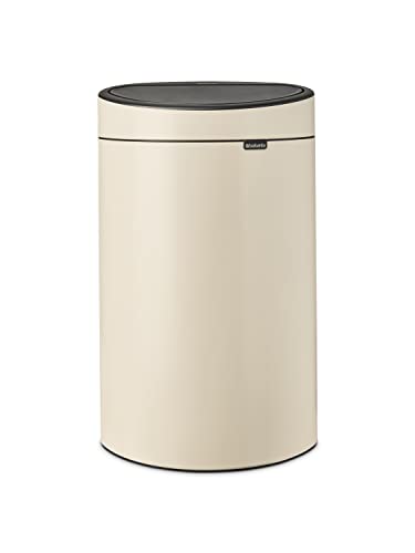 Brabantia - Touch Bin 40L - Grande Poubelle pour la Cuisine - Ouverture Soft-Touch - Seau Intérieur Amovible - Antidérapant - Recyclage Facile - Sacs Poubelles Inclus - Soft Beige - 44 x 30 x 73 cm