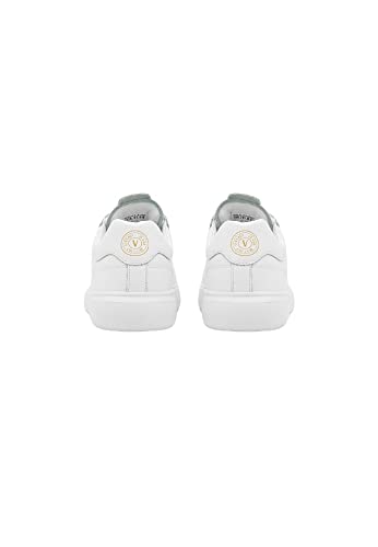 VERSACE JEANS COUTURE Woman White Leather Sneakers with Gold Logo and Lightweight Sole 72VA3SG74