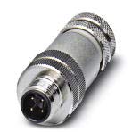 SACC-M12MS-4CON-PG 9-SH, Connector, 4-Position, Shielded, Plug Straight M12, A-Coded, Screw Connection, Knurl Material: Zinc die-cast, Nickel-Plated, Cable Gland Pg9, External Cable Diameter