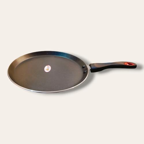Image of Wonderstar Non-Stick Dosa Tawa 12inch with Handle, Wooden Spatelua, 12 Months Warranty, with Induction Base