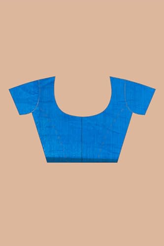 Image of Handloom Muslin Tissue Jamdani Cotton Silk Saree with Sequins Blouse