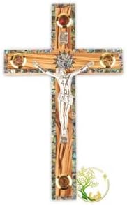 Mother of Pearl Wall Crucifix | Catholic Crucifix for wall Cross for Christmas décor | Christmas Religious Gift | Hand carved Crucifix wall (Small 6.25 x 4.25 inches)