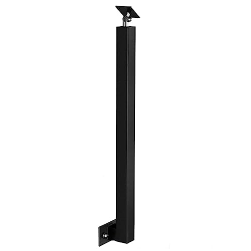 Genérico Columna de barandilla Lateral de Hierro Forjado, Poste de pasamanos de Pared, barandilla de Escalera Cuadrada Negra Mate, Pilar de barandilla para lofts y Apartamentos (110 cm/43,3 Pulgadas)