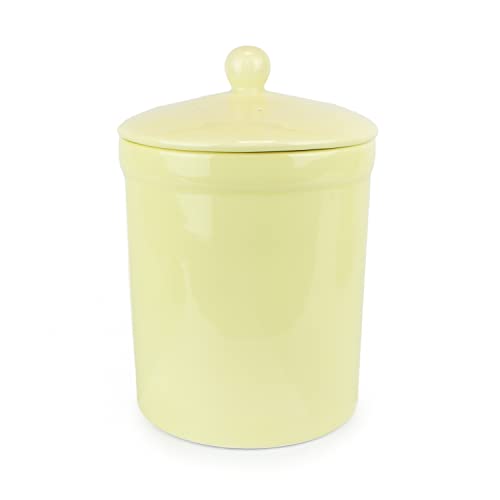 Pale Yellow Ceramic Compost Caddy - Portland Kitchen Ceramic Compost Bin for Food Waste Recycling