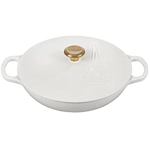 Le Creuset Eiffel Tower Collection Enameled Cast Iron Signature Braiser with Lid, 3.5 qt., White