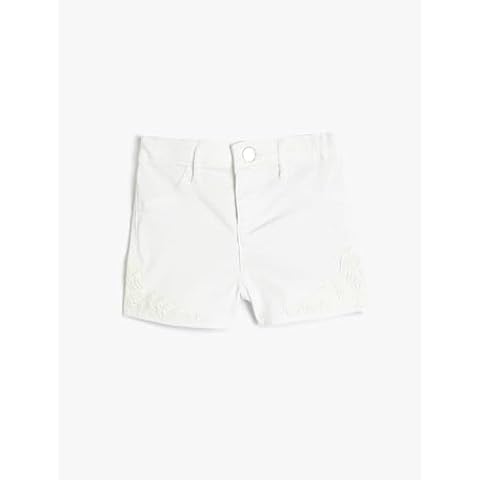 Koton Girls' White Shorts with Lace Detail Cover