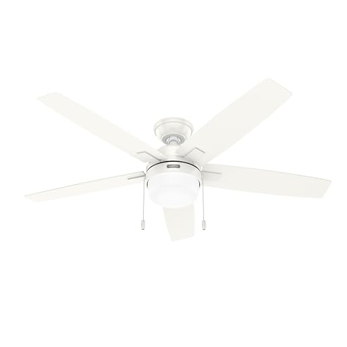 Image of Hunter Anisten, Indoor, Ceiling Fan, with LED Light, 52 inch, Fresh White