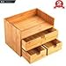 Ancona life Desktop Organizer 3-tier Mini Desk Makeup Organizer with Drawers Bamboo Brown