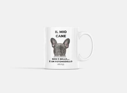 Lovelytiles BULLDOG FRANCESE Tazze Divertenti Cane Ceramica Ultra Bianca - Il Gadget Regalo Tazza Con Cane Più Divertente, 325 Ml
