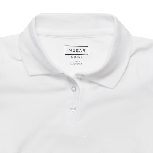 INGEAR Girls Short Sleeve Polo Shirt 2-Pack - School Uniform, Casual Wear, Moisture-Wicking, Breathable, Sizes 4-162