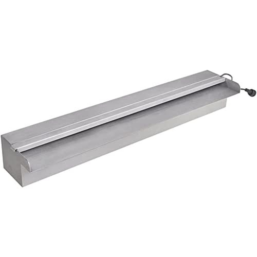 Vidaxl Fuente Rectangular Patio Exteriores Jardín Estanque Aire Libre Terraza Decoración Bomba De Agua Piscina Con Led Acero Inoxidable 60Cm