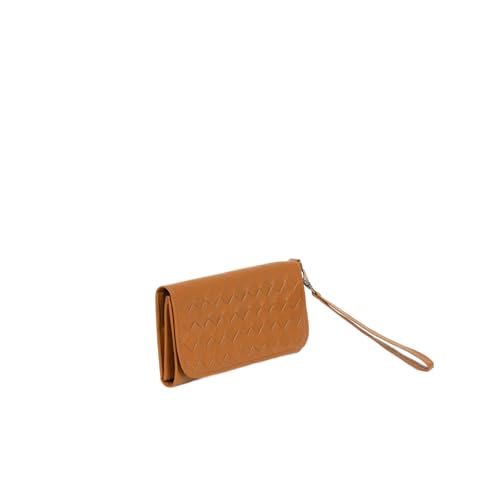 Woven Leather Wristlet Wallet, Full Grain, Mango, 5 x 7.5 inches3