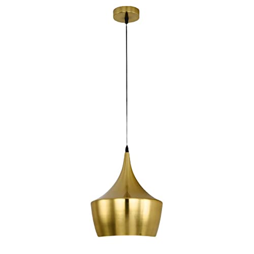 Lustre suspendu en métal doré au fini design pour salon