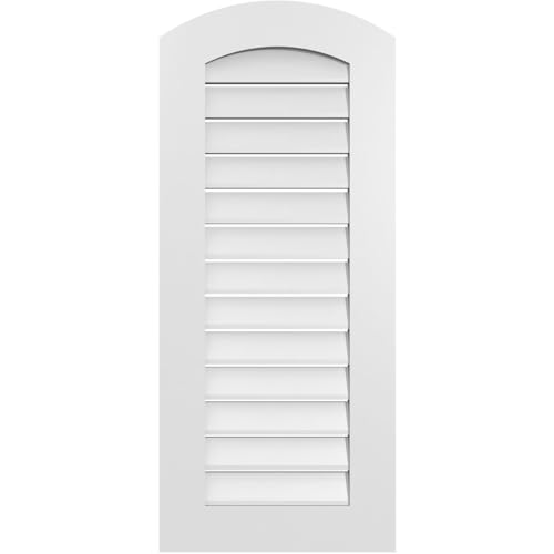 18"W x 42"H Arch Top Surface Mount PVC Gable Vent: Functional, w/ 3-1/2"W x 1"P Standard Frame