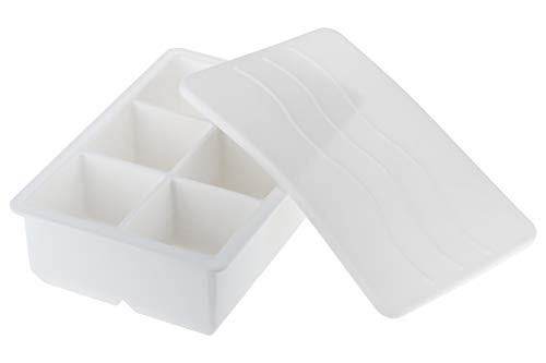 Forma De Gelo 06 Cubos 51mm Em Silicone Com Tampa Branca Weck Branco