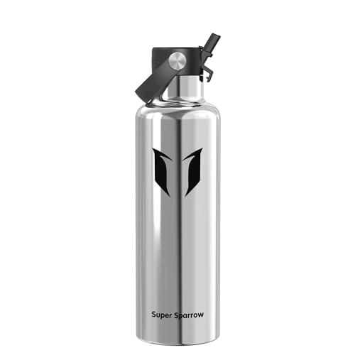 Sparrow Insulated Water Bottle 1L FlipFlow Metal Drinks Bottle with Straw