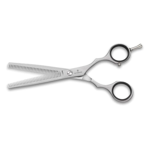 Victorinox Effilierschere, Friseurschere, Länge: 15 cm, Extra Scharf, Rostfreie Stahlklingen, mit Fingerstütze, Silber