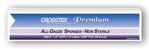 CrossTex ENC212 All Gauze Sponge, Premium, Non-Sterile, 2" x 2" Size, Pack of 8000