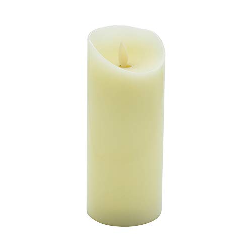 Image of Fire Tek 3 x 7 Inch Flameless Pillar Candle, 1 Programable LED Pillar Candle - Dancing Flame, For Home, Weddings, And Parties, Ivory Real Wax Battery Pillar Candle, Remote Sold Separately,