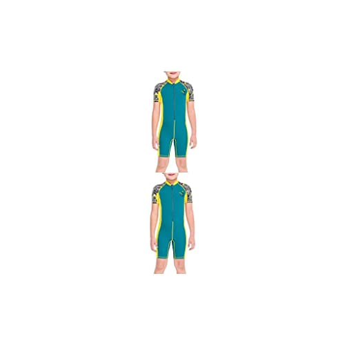 Guangcailun 2 X (Multi) Dive Sail Traje de baño para niños Boy Shorty Traje de baño Traje de baño Protección Snorkel Traje húmedo Completo para Nadar Buceo Surf Azul S
