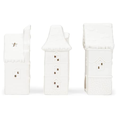 Markfeldsteinassociatesvillagerowhousewhite8x45porcelainholidaytealightfigurinessetof3  Urban Country Home Decor Mark feldstein associates village row house white 8 x 45 porcelain holiday tea light figurines set of 3  urban country home decor