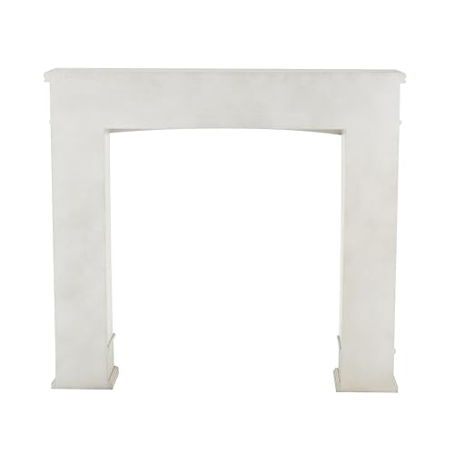 Image of Deco 79 Wooden Fireplace Mantle Freestanding with Leaf Accents, 47 inch x 9 inch x 43 inch, White